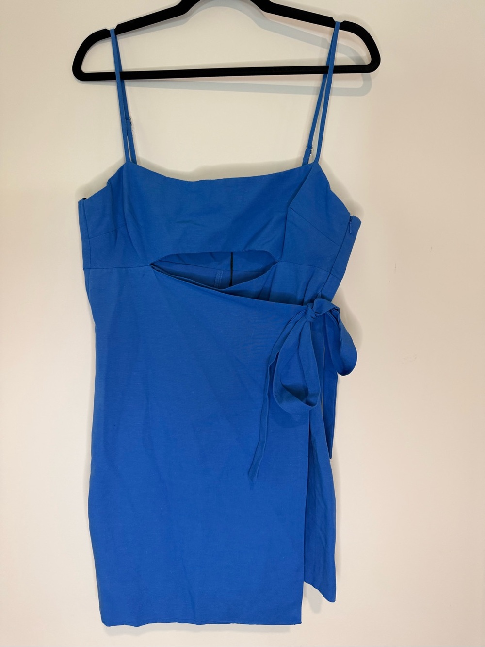 Zara Royal Blue Spaghetti Strap Wrap Dress Romper with Side Tie